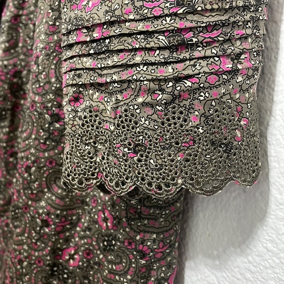 Stefan green, pink/taupe dress, size 2, 3/4 sleeve - Picture 5 of 7